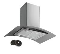 Cooker Hood Island Cooker Extractor Hood 90 cm Kitchen Ceiling Hood Steel Silver [EEK: A++]