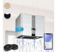 Cooker Hood Island Cooker Extractor Hood Kitchen Ceiling Hood WiFi Steel Silver [EEK: C]