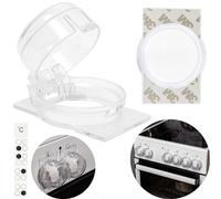 Cooker knob Child Safety Lock, 1 Pack, Installation Without knob Removal, for max. Ø 1.93" and 1.57" high Cooker knobs Protection with min. 2.40" Centre-to-Centre Distance, Transparent Adhesive