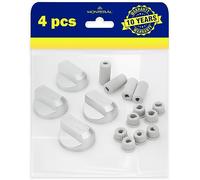 Cooker Knobs for the Gas Hob - Set of 4 Pieces and Adapters for Concealed and High Axis Ø 6 mm and Ø 8 mm - Satin Grey - Warranty 10 Years - MONTERAL