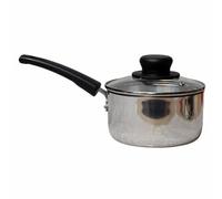 COOKEVERYDAY Polished Aluminium Saucepan with Glass Lid, UK Made (20cm)