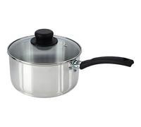 COOKEVERYDAY Polished Aluminium Saucepan with Glass Lid, UK Made (22cm)