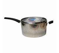 COOKEVERYDAY Polished Aluminium Saucepan with Glass Lid, UK Made (25cm)