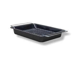 COOKEVERYDAY Vitreous Enamel Roasting Pan with Wire Rack, 35 cm, Black