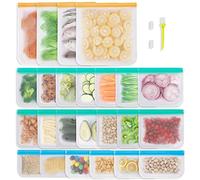 COOKFUN Reusable Freezer Bags, 24 Pack Reusable Food Storage Bags, 4 Leakproof Reusable Gallon Bags, 14 Reusable Sandwich Bags, 6 Reusable Snack Bags, Reusable Ziplock Bags for Vegetables Fruit Meat