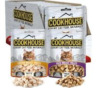 COOKHOUSE 100% Chicken Breast / 100% Duck Breast Freeze Dried Luxury Cat Treats - 12 x 10g Bags - 100% Natural - Grain Free - High Protein - Low Fat