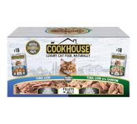 COOKHOUSE 100% Natural & Complete Luxury Wet Cat Food - 36 x 70g Pouches - Tuna Loin/Tuna Loin with Sardine - Fillets in Jelly