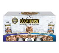 COOKHOUSE 100% Natural & Complete Luxury Wet Cat Food - 36 x 70g Pouches - Tuna/Tuna with Mackerel - Pate Terrine
