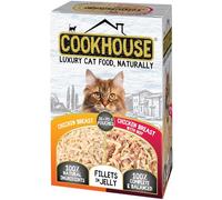 COOKHOUSE 100% Natural & Complete Luxury Wet Cat Food - Chicken Breast/Chicken Breast with Beef - Fillets in Jelly - 36 x 70g Pouches