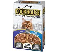 COOKHOUSE 100% Natural & Complete Luxury Wet Cat Food - Tuna Loin/Tuna Loin with Mackerel - Pate Terrine - 36 x 70g Pouches