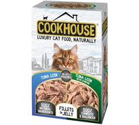 COOKHOUSE 100% Natural & Complete Luxury Wet Cat Food - Tuna Loin/Tuna Loin with Sardine - Fillets in Jelly - 36 x 70g Pouches