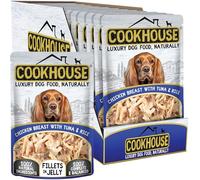 COOKHOUSE 100% Natural & Complete Luxury Wet Dog Food - 15 x 100g Pouches - Chicken Breast with Tuna & Rice - Fillets in Jelly