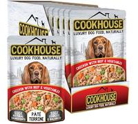 COOKHOUSE 100% Natural & Complete Luxury Wet Dog Food - 15 x 100g Pouches - Chicken with Beef & Vegetables - Pate Terrine