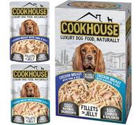 COOKHOUSE 100% Natural & Complete Luxury Wet Dog Food - 36 x 100g Pouches - Chicken Breast with Tuna & Rice/Chicken Breast with Mackerel & Rice - Fillets in Jelly