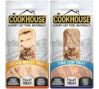 COOKHOUSE 100% Pure Chicken Breast / 100% Whole Tuna Loin Fillet Luxury Cat Treats - 24 x 30g Pouches - 100% Natrual - Grain Free - High Protein - Low Fat Cat Snack