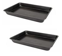 Cookhouse Set of 2 Non-Stick Carbon Steel Rectangle Roasting Pan Baking Oven Tray Dish Tin
