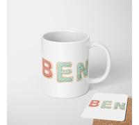 Cookie Alphabet Personalised Mug and Coaster Set - Custom Name Ceramic 11oz Mug or Heat Reveal Cup with Fun A-Z Cookie Letters - Gift for Kids, Teens or Teachers