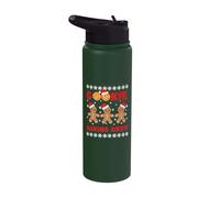 Cookie Baking Crew Gingerbread Men with Xmas Hats Stainless Steel Insulated Water Bottle