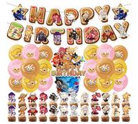 Cookie Birthday Party Decoration,32 Pcs Cartoon Cookie Party Decoration,Kingdoms Theme Happy Birthday Banner Latex Balloons Cake Toppers Supplies for Kids