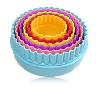 Cookie Biscuit Cutter Set, Two Side Cookie Cutters Plastic Set Multi-size Cake Fruit Vegetable Shapes Cutter Random color (Round Shaped, 6 Pack)