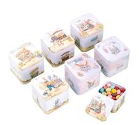 Cookie Box - 2.95 Inch Rabbit Pattern Box | Metal Easter Treat Containers - 6 Pieces Iron 395G With Secure Lid For Storing Snacks And Small