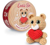 Cookie Box Crochet Kit for Beginners - Learn to Crochet Amigurumi Stuffed Animals - Gift - for Kids (15+) and Adults - Beginner-Friendly Yarn - Stitch-by-Stitch Video Tutorial - Bear Charlie