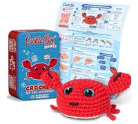Cookie Box MINIs Crochet Kit for Beginners - Gift Set to Make Crab Eugene Amigurumi Plushie - Easy DIY Crochet & Knitting Starter Kit with Printed Instructions & Step-by-Step Video Tutorial