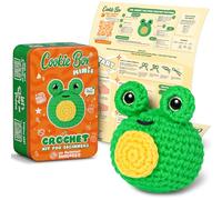 Cookie Box MINIs Crochet Kit for Beginners - Gift Set to Make Frog Ribbit Amigurumi Plushie - Easy DIY Crochet & Knitting Starter Kit with Printed Instructions & Step-by-Step Video Tutorial