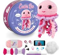 Cookie Box Original Crochet Kit for Beginners - Gift Set to Make Jellyfish Jenny Amigurumi Plushie - Easy DIY Crochet & Knitting Starter Kit with Video and PDF Tutorials