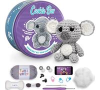 Cookie Box Original Crochet Kit for Beginners - Gift Set to Make Koala Coal Amigurumi Plushie - Easy DIY Crochet & Knitting Starter Kit with Video and PDF Tutorials