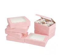 Cookie Boxes, 30 PCS Cupcake Boxes, Mini Cake Boxes Bakery Pastry Boxes with Window for Cake Pastries Pie Board Cardboard Gift Packaging Boxes Bakery Coffee Shop (30, Pink, 18 x 11 x 4cm)