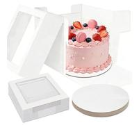 Cookie Boxes 6 PCS Cupcake Boxes, 25.4 x 25.4 x 20.3 cm Mini Cake Boxes Bakery Pastry Boxes with Window for Cake Pastries Pie Board Cardboard Gift Packaging Boxes Bakery Coffee Shop