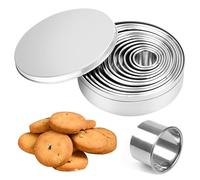 Cookie Cutter,12 PCS Stainless Steel Round Cookie Cutter Set Circle Pastry Biscuit Cutters for Baking Perfect for Making Scones Pies Mince Pies Donuts Cookies and DIY Crafting Decorations