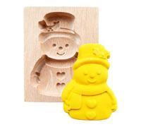 Cookie Cutter - Beech Wood Non-Stick Baking Tool, 3D Wooden Christmas Cookie Mold with Snowman 3.9x3 Inch, Reusable Festive Kitchen Gadgets |