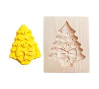 Cookie Cutter - Beechwood Non Stick Baking Tool, Reusable Festive Kitchen Gadget, 3D Wooden Santa Snowman Christmas Cookie Mold 3.9x3in | Holiday Shortbread Cake Dessert Stamp for Home Restaurant Kid