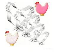 Cookie Cutter - Chicken Shaped Cookie Cutter, 4 Pieces Stainless Steel Chick Mold, Stainless Steel Baking Tools, Biscuits Cutters Molds for Kitchen Pastry Holiday Spring Birthday Party Celebration