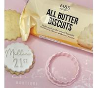 Cookie Cutter for m&s All Butter Biscuits Fondant Stamp Embosser for Marks and Spencers All Butter Biscuits Cookies Cupcakes Reusable Scallop Edge Decorating Tool