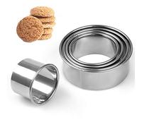 Cookie Cutter, JUYOO Pastry Cutter for Baking, 5 Sizes Round Cookie Cutters Shapes, Circle biscuit Cutters for Making Donut Pies Scone (5/6/7/8/9cm)