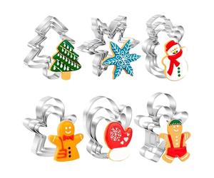 Cookie Cutter Set - 18 Piece Stainless Steel Mold Stamp, Christmas Baking Tools | Kitchen Accessories, Cookie Shapes Set for Kids, at Home