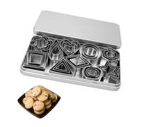Cookie Cutter Set, 30PCS Cookie Cutters Shapes Baking Set, Biscuit Cutters, Pie Crust & Fruit Metal Stamps Star Flower Hexagon Round Heart Square Triangle Oval Raindrop Cutter for Baking