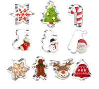 Cookie Cutter Set - Gyvazla 15 Piece Stainless Steel Snowflake, Christmas Tree, Gingerbread Boy, Santa Claus, Angel, Gloves, Cane, Christmas House & More Shapes for Kids Baking