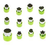 Cookie Cutter Sets for Kids, LetGoShop 12 Shapes Biscuit Cutters Baking Mold with Safty Handle and 10 Cartoon Food Fork, Stainless Steel Mini Vegetables and Fruits Cutters for Kids Lunch