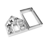Cookie Cutter Stainless Steel Gingerbread House Cookie Molds DIY Biscuit Baking Tools 10pcs, Cookie House Kit, Gingerbread House Cookie Cutter, Gingerbread House Mould, Gingerbread House Kit, Biscuit