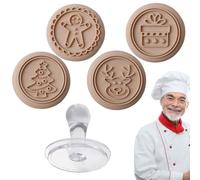 Cookie Cutter Stamps Christmas Round Non-Stick Reusable Smooth | Pastry Baking Stamp Embossing Mold for Kitchen Bakery Home Cafe Restaurant School Classroom Studio Canteen Coffee