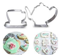 Cookie Cutters 2pcs Tea Party Cookie Cutter Set, Teapot, Teacup, Stainless Steel Fondant Cake Mold Tool