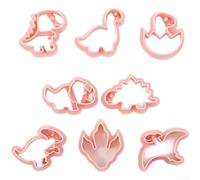Cookie Cutters, 8PCS Dinosaur-Shaped Baking Tools, Press-and-Cut Operation, Food-Safe PP Material, Easy to Clean, for Kids Baking