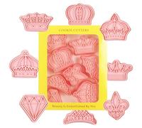 Còokie Cutters - 8PCS Non-Stick Pŕincess Crówn Cookie Cutter | PP Pļastic Fondant Cōokies Cutters |3D Embossing Design |Easy Clean Baking Tools for Cōokies Cakes DIY Dessert Decoration