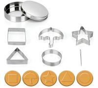 Cookie Cutters, Biscuit Cutters, Baking Set Korean Sugar Candy Cookie Making Tools Stainless Steel Umbrella, Triangle, Star, Round, Square Sugar Game Kit for Halloween, Christmas Party (Silver, 7 Pcs)