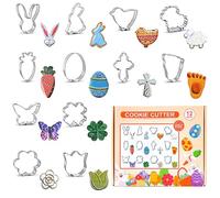 Cookie Cutters Set 12 Pieces, Animals Cookie Cutter Shape Stainless Steel Metal Biscuit Molds for Baking, Party Decoration