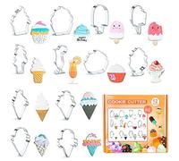 Cookie Cutters Set 12 Pieces, Ice Cream Cookie Cutter Shape Stainless Steel Metal Biscuit Molds for Baking, Party Decoration